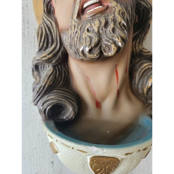 Jesus hanging vintage light up chalkware statue thorns trinket - Picture 3 of 9